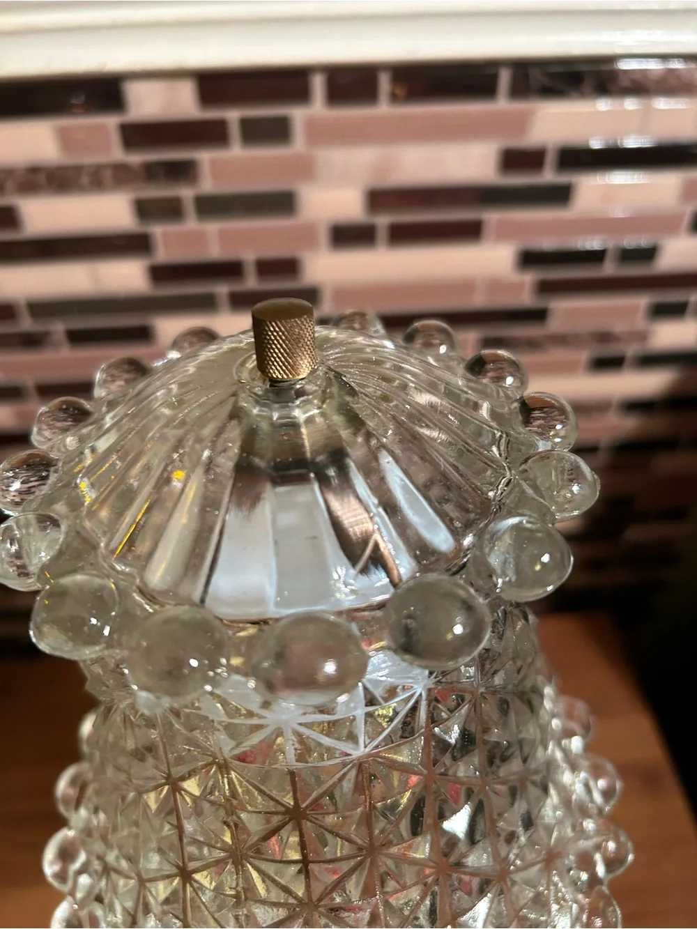 Vintage Crystal Glass Table Lamps - Clear Glass Pair